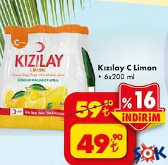 KIZILAY C LİMON MADEN SUYU 6X200 ML